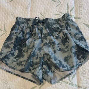 Yogalicious Blue Floral Athletic Shorts with Drawstring